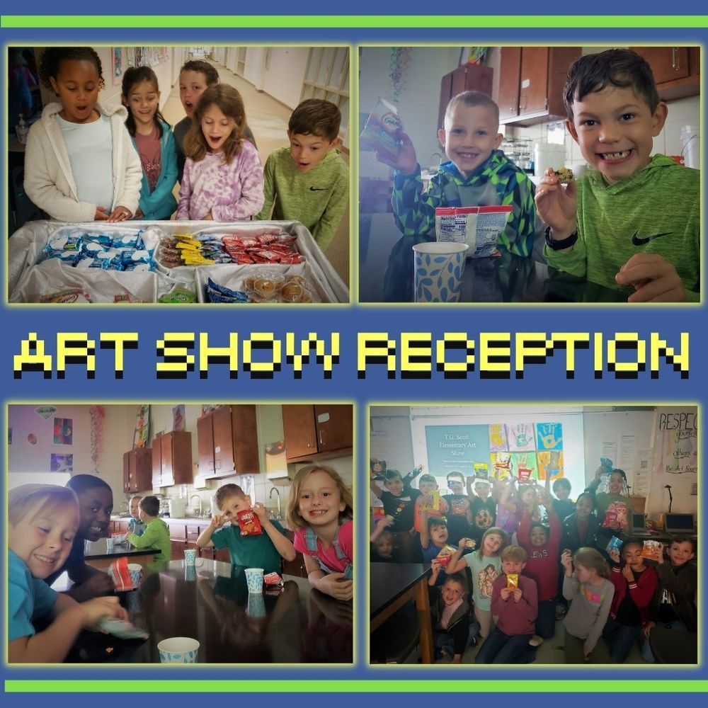 pictures of students enjoying the art show reception
