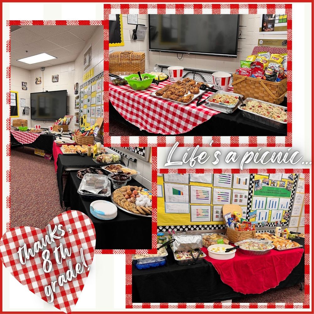 life's a picnic - thanks 8th grade parents plus pics of lunch