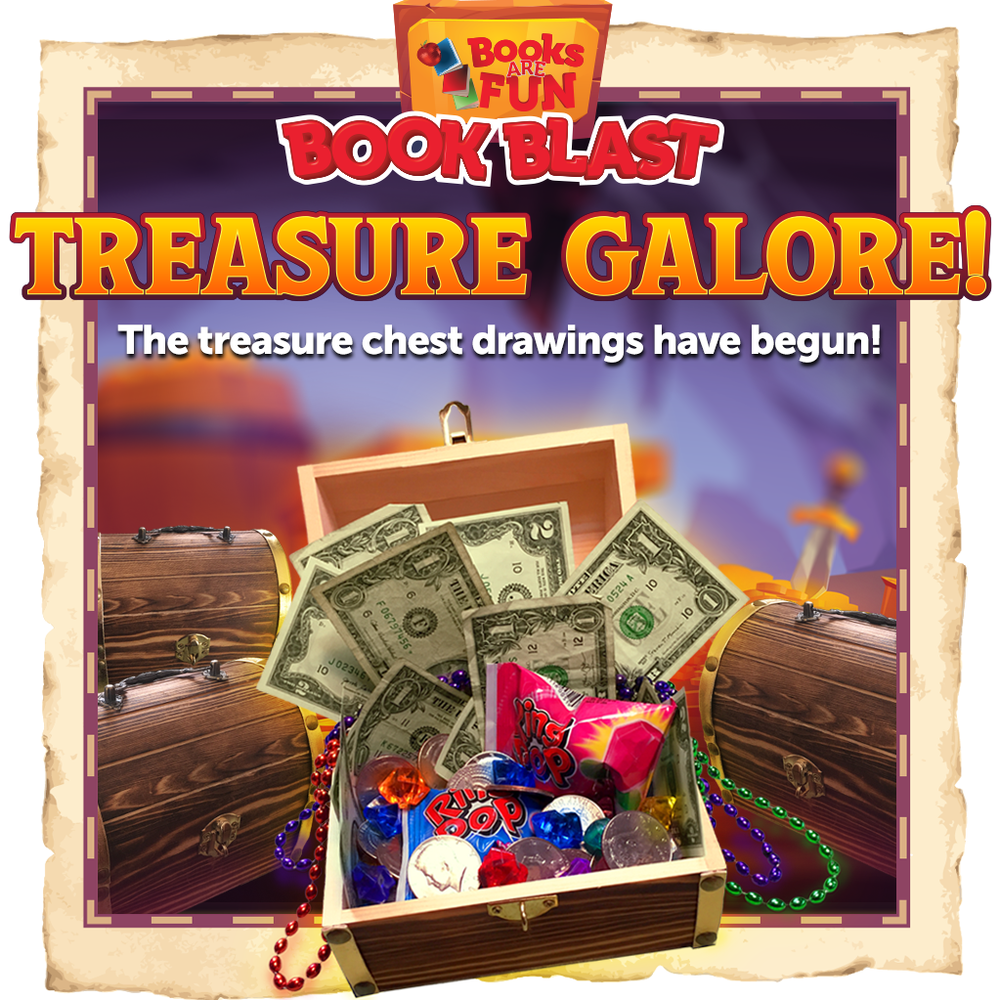 book blast treasure galore - the treasure chest drawings have begun