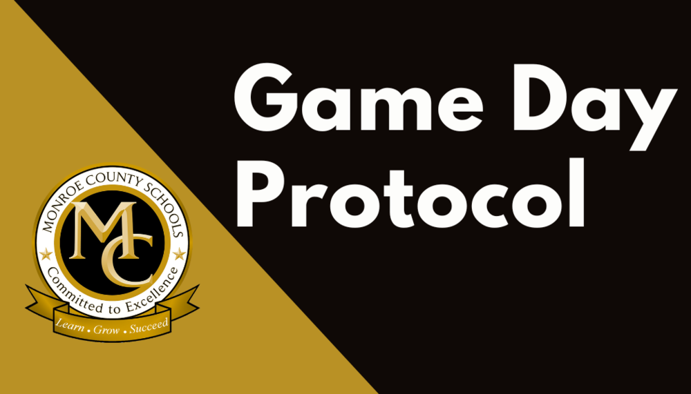 Black and Gold Graphic that says Game Day Protocol